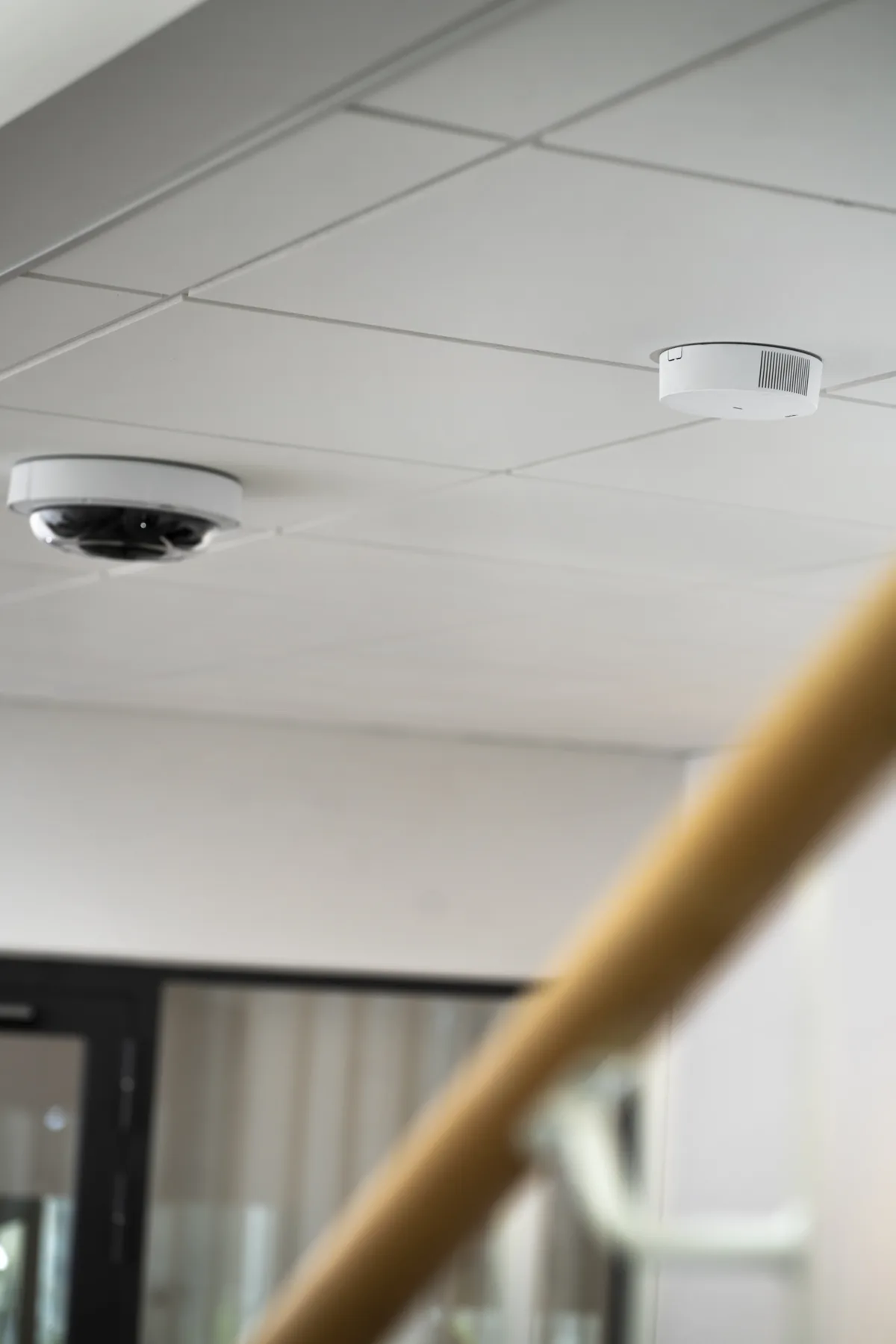 AXIS camera and access control in campus stairwell