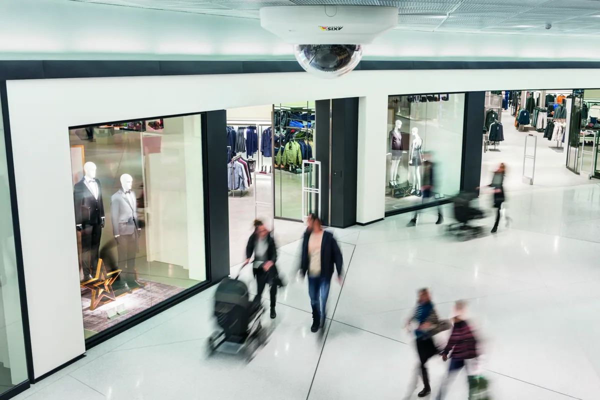 Dome camera in retail shopping center